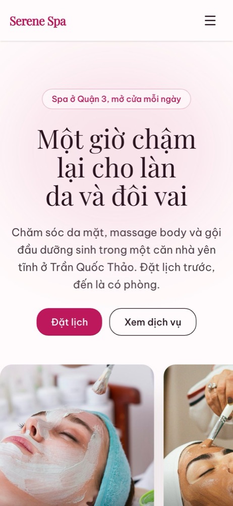 Mẫu website spa trên điện thoại